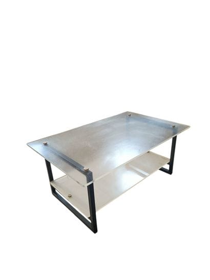 Rectangular two-tier coffee table in black...