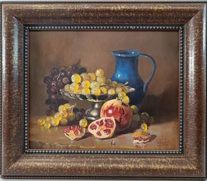 Jean FRISAT (19th-20th)
Still life with pomegranates
Oil...