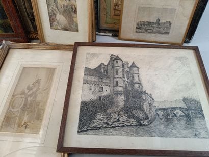 Large collection of prints and framed engravings,...