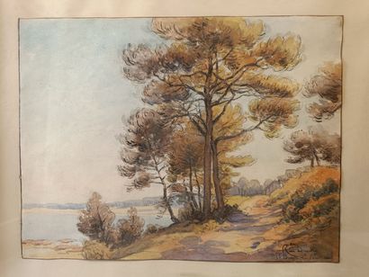 20th-Century School
Set of three framed pieces,...