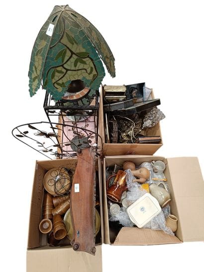 Assortment including a globe, stoneware and...