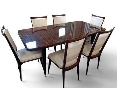 Dining room set in Macassar ebony and varnished...