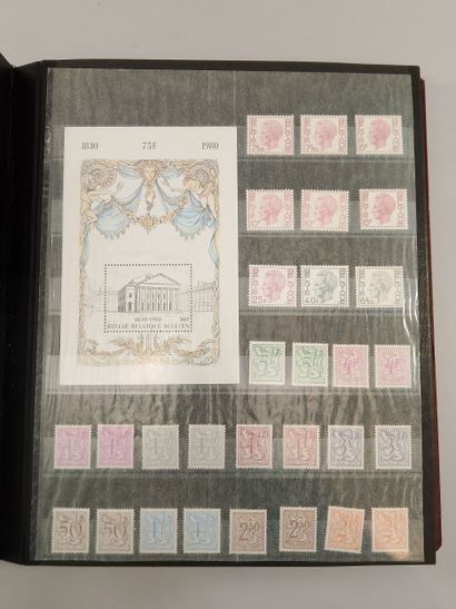 Suite of four stamp albums, mainly Belgian:...
