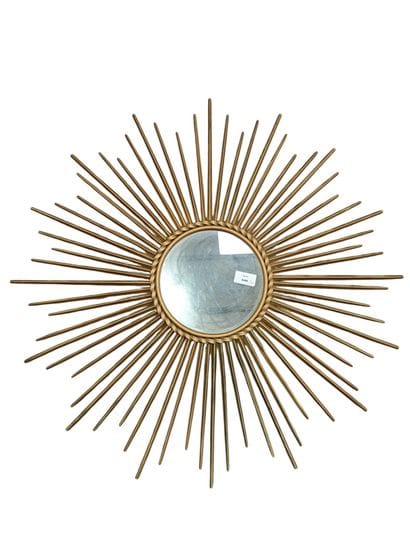 1970s gold-plated metal sun mirror.
Diameter:...