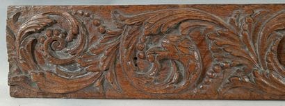 Wooden frieze panel carved with foliage and...