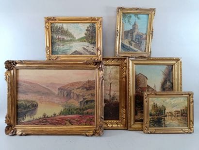 A beautiful set of 9 paintings, oils on canvas...