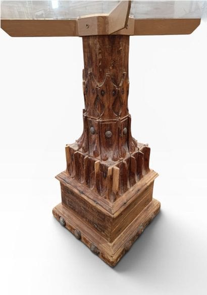IRAQ - Carved wooden column top mounted as...