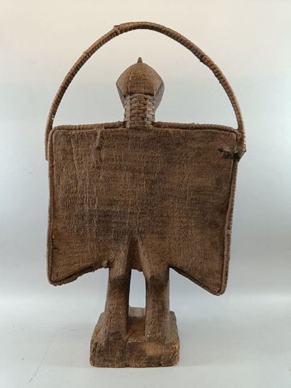 SENOUFO - Carved wooden hornbill with rattan...