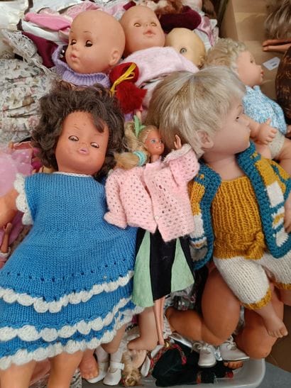 Selection of modern porcelain dolls, celluloid...