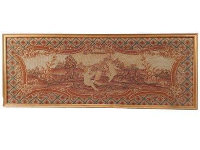 Two framed tapestries depicting putti as...