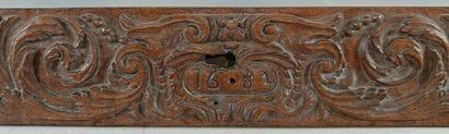 Wooden frieze panel carved with foliage and...