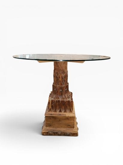 IRAQ - Carved wooden column top mounted as...