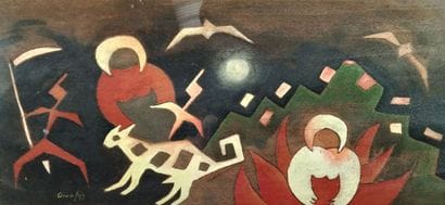 20th-century modern school. 
Oil on wood...