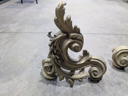 Pair of Rocaille-style bronze andirons
H:...