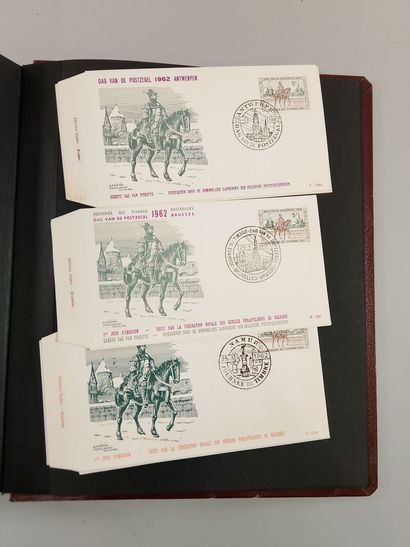Suite of four stamp albums, mainly Belgian:...