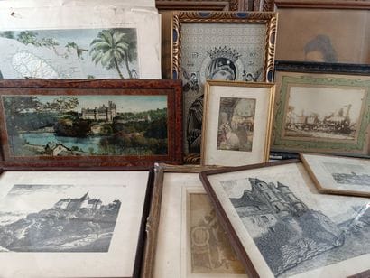Large collection of prints and framed engravings,...