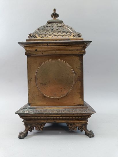 Cathedral' table clock in bronze and gilt...