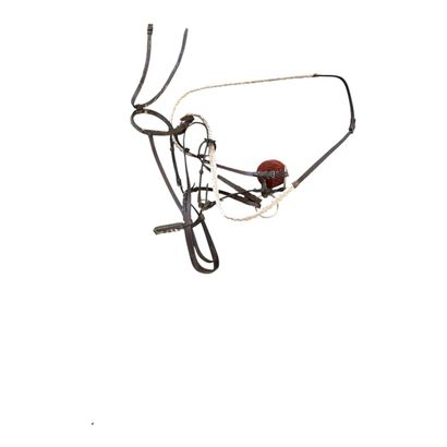 Leather horse saddles and riding equipment.

Please...