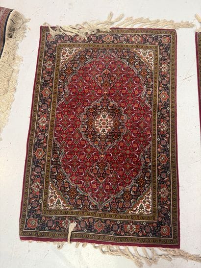 IRAN - Set of two floral-patterned rugs 
100...