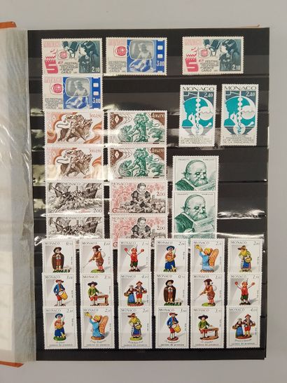 Suite of eight stamp albums, mainly Monaco:...