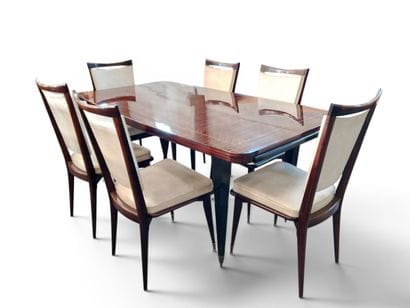 Dining room set in Macassar ebony and varnished...