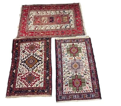 IRAN - Three Soumak-style Kilim rugs
100...
