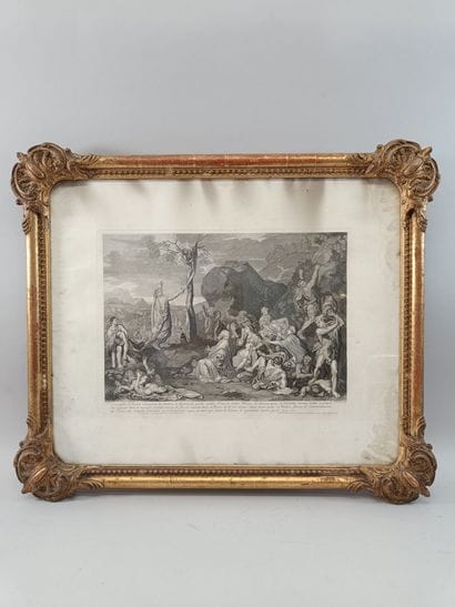 Lot of two engravings, including: 
19th century...