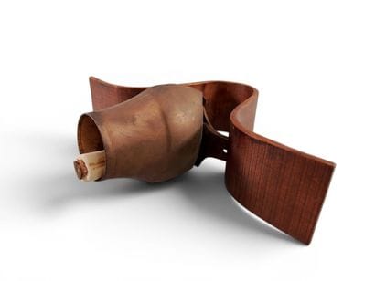 Bell made of copper, varnished wood, and...
