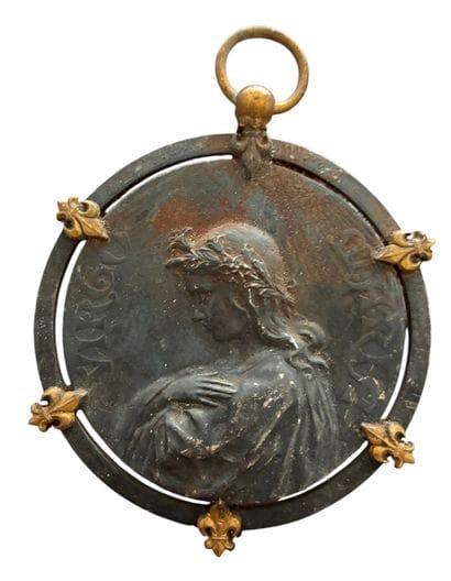 Large ormolu and patinated medallion engraved...