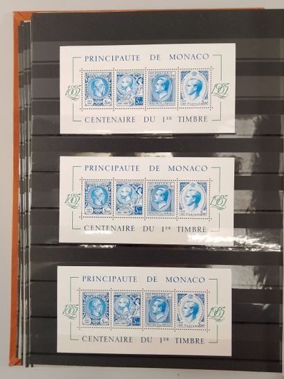 Suite of eight stamp albums, mainly Monaco:...