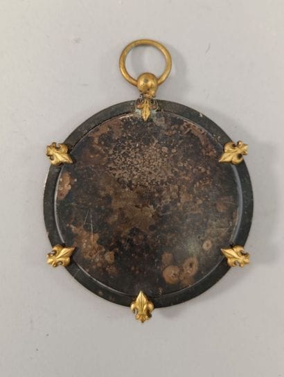 Large ormolu and patinated medallion engraved...