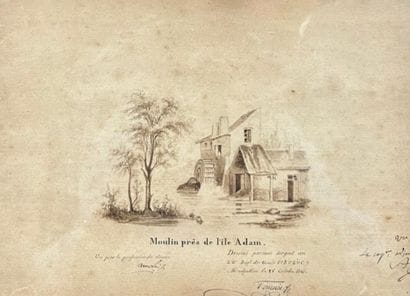 19th-century school. 
Mill near Île Adam,...