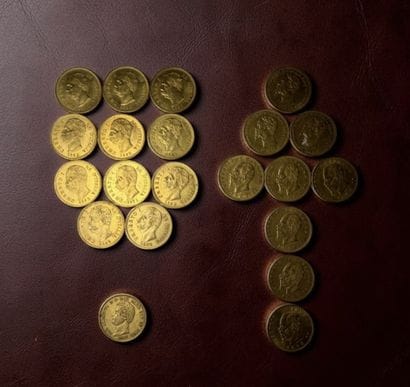 - 20 Lires or jaune Car. Albertus D. G. Rex....