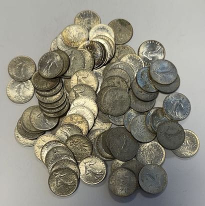 Fort lot de pièces de 50 cts Francs argent...