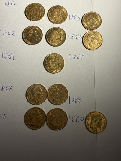 FRANCE - SECOND EMPIRE
43 monnaies 20F or,...