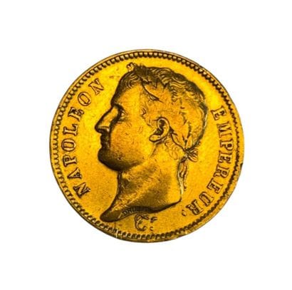Une pièce en or de 40 Francs Napoléon Ier...