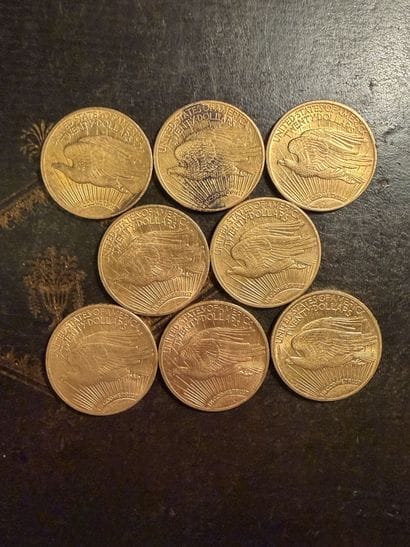8 x 20 USD en or de 1922 
P : 268 g