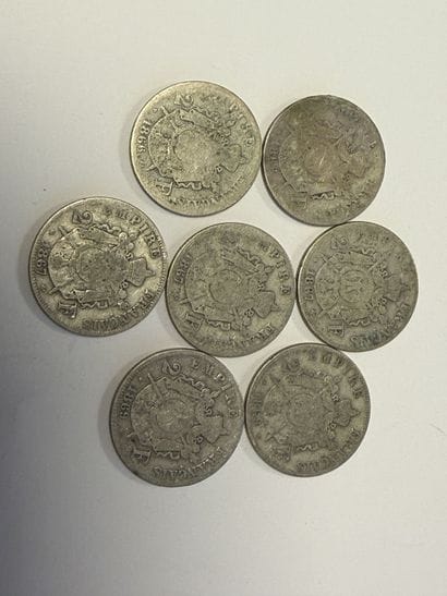 7 Napoléon III de 2F argent
- 2 datées de...