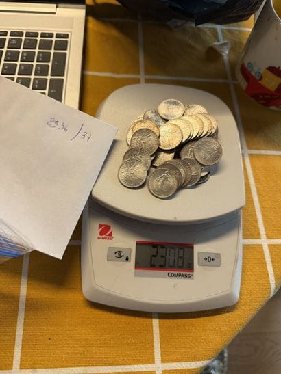 Lot de pièces de1F argent la plupart de 1915,...