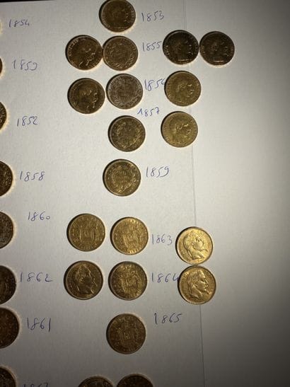 FRANCE - SECOND EMPIRE
43 monnaies 20F or,...