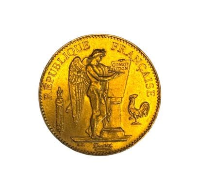 Une pièce en or de 100 Francs Génie 1878...