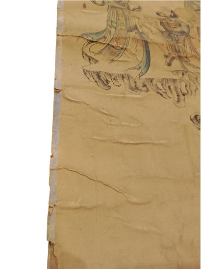 CHINE - Deux rouleaux peint de scènes de...