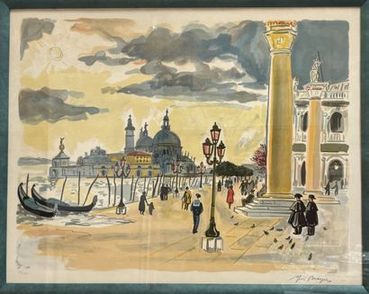 Yves BRAYER (1907-1990)
Vue de Venise 
Lithographie...