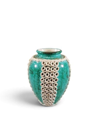 Sainte Radegonde - Vase en faïence et barbotine...