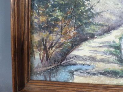Paysage de canal, aquarelle sur papier signée...