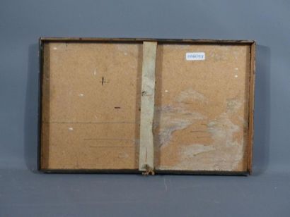 Panneau de bois peint à l'huile et vernis...