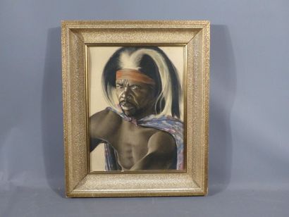 Ecole orientaliste, portrait d'homme africain,...