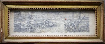 Paire d'eaux-fortes. Cadres en bois doré...