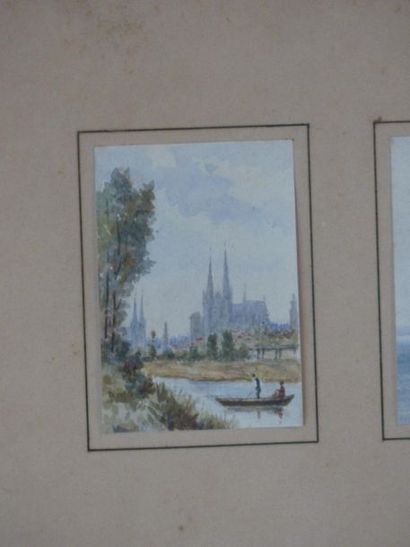 HERMES, suite de 3 aquarelles 
Ecole française...