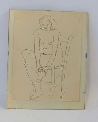 Antoniucci VOLTI (1915-1989) Nu assis, Encre...